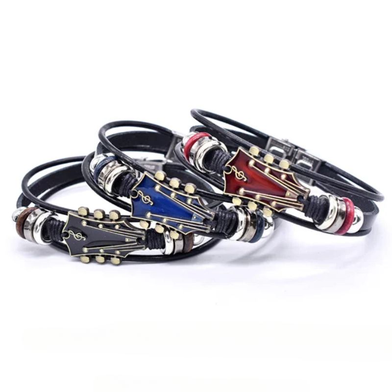 Gitaar lederen armband