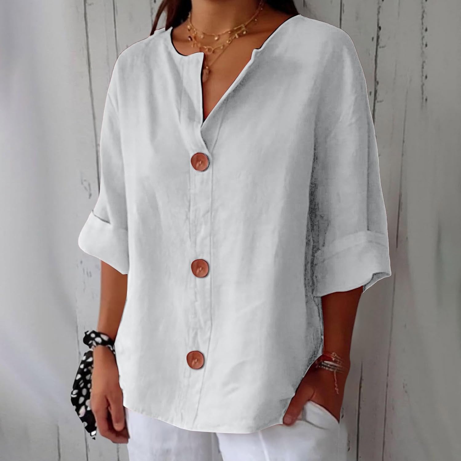 Maryline Casual Linnen Overhemd