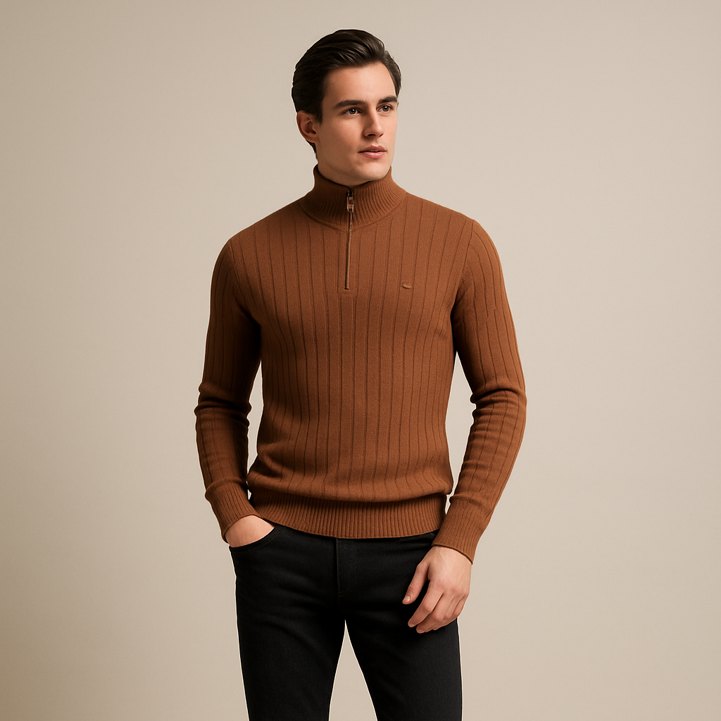 Grant – Premium Col Roulé Zippé | Moderne & Structurale Knit
