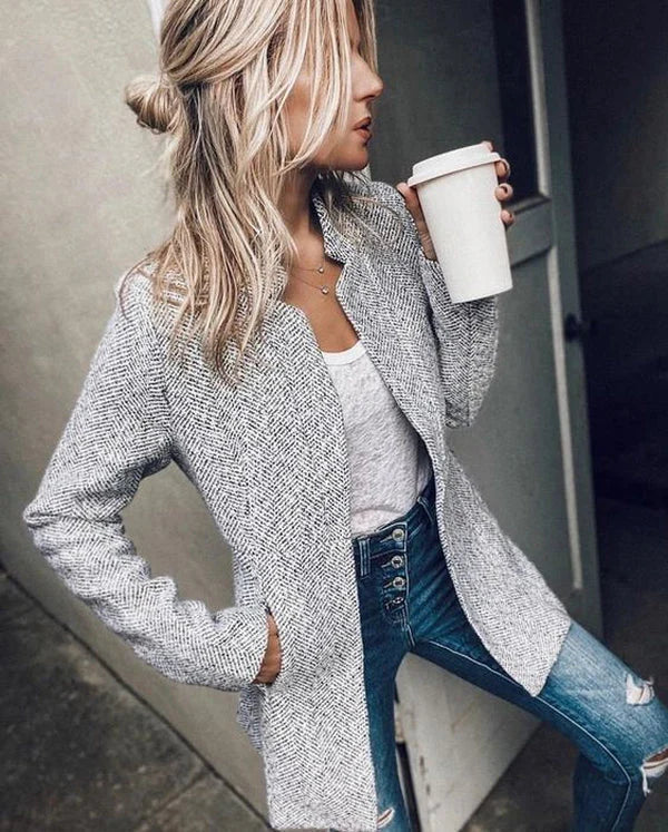 Elegante Lange Wol Blazer