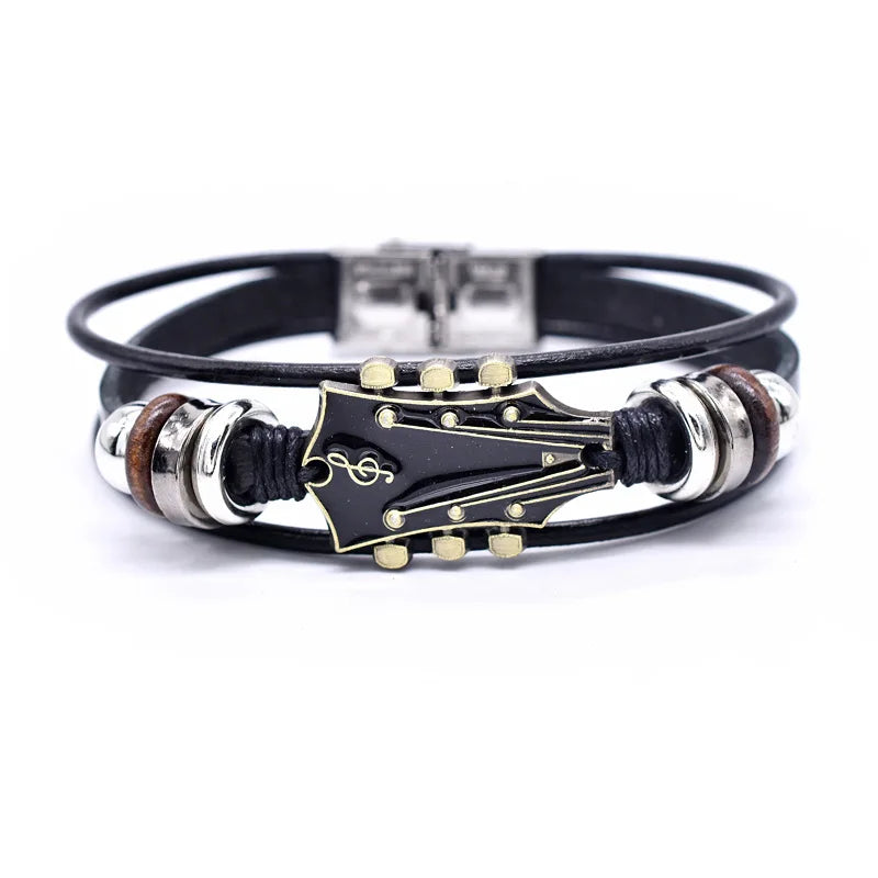 Gitaar lederen armband